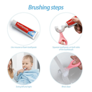 1 PC - 360 Degree U-Shaped Baby Tooth brush Children Child Tooth brush Teeth Brush Silicone Kids Teeth Oral Care Cleaning (random color) - Image 2