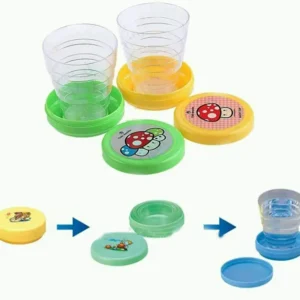 Pack of 2  Magic Glass for Kids, Folding Collapsible Magic Cup, Foldable Mug Glass for Travel, Outdoors, Hiking (Random Color) - Image 1