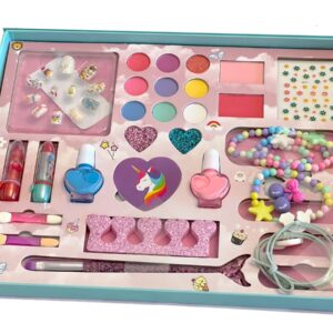 Beauty Makeup Kit for Doll Girls Children's Cosmetics Makeup Eyeshadow Palette Nail Polish Blush Carrying Box Cosmetic Bag Set - Image 2