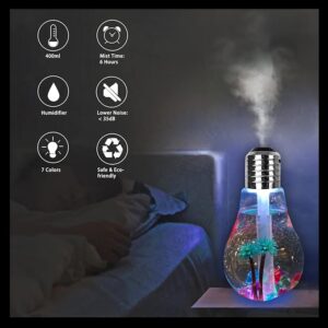 USB Air Humidifier | Bulb Humidifier Lamp Shape | Decorative Lights Diffuser, Purifier Atomizer With Colorful LED Night Light for Office Desk, Bedroom, Living Room, Home Decor - Image 4