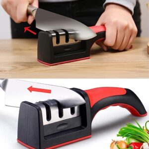 3-in-1 Knife Sharpener With Fruit And Meat Knife Peeler.3-Stage Diamond Coated Knife Sharpener,Kitchen Helper Three-piece Knife Sharpener Set With a Knife Ceramic peeler - Image 4