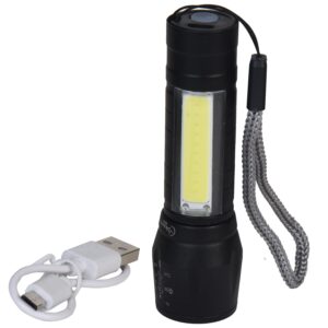 USB Charging XPE+COB LED Flashlight Lamp Torch With Clip Three Mode Zoomable Lamp Built in Battery with Box - Image 3
