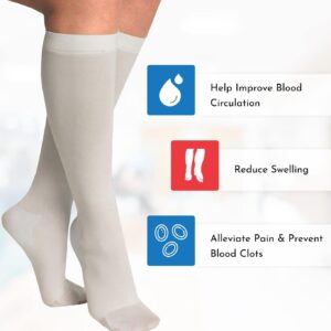 Anti-Embolism Knee High Stockings for Men & Women Light Compression Socks / Medical Orthopedic Support Stockings for Varicose Veins Edema Swelling Soreness Pain & Aches Medium - Image 3