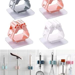 1 Pc Mop And Broom Self Adhesive Holder Wall Mount Magic Hanger Organizer Cleaning Tools Storage Mop Rack (random Color) - Image 3