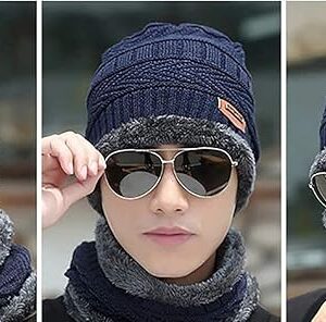 Head & Neck Cap Beanies Combo - woolen winter beanie cap with neck warmer muffler for men and women - Image 2