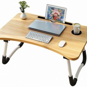 Wooden Laptop Table - Laptop Stand - Floor Table - Laptop table - Drawing Desk - Bed Tray Table Fold-able - Table Notebook Stand Reading Holder - Study Table - Portable Desk - Random Color - Image 3