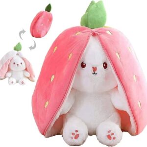 Rabbit New Creative Strawberry Rabbit Plush Soft Doll Hug Pillow | Best Quality Stuff Toy For Babies & Kids - Random Color - Image 1