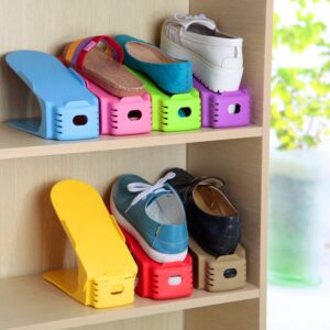 Double Layer Adjustable Shoe Bracket Storage Shoe Rack | 2 In 1 Foldable Shoe Holder Space Saving (Random color) - Image 4