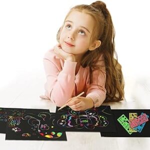 Creative Magic Color Rainbow Scratch Art Paper Imported multicolour scratch book,Rainbow Scratch Art for Kids Girls Boys, Black Scratch Paper - Image 2