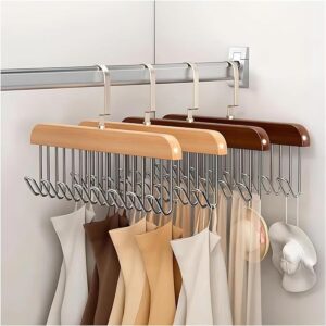 8 Hooks Wooden Clothes Hanger With Tie Rack Belt Hangers with 360?Rotating - Image 4