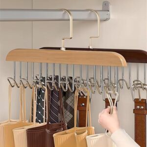8 Hooks Wooden Clothes Hanger With Tie Rack Belt Hangers with 360?Rotating - Image 5