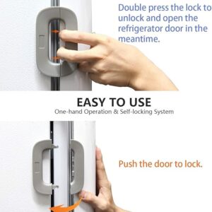 Child Safety Refrigerator Lock ? Self-Adhesive Fridge & Freezer Door Lock with Double Safety Button ? Easy One-Hand Use - Image 1
