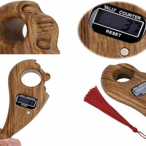 Digital Counter with Qibla Compass and Rotating Prayer Beads Portable Finger Tasbeeh Japa (random color) - Image 1