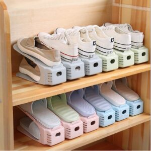 Double Layer Adjustable Shoe Bracket Storage Shoe Rack | 2 In 1 Foldable Shoe Holder Space Saving (Random color) - Image 5