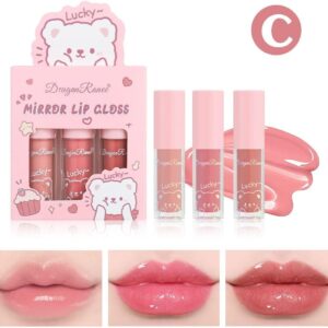 3 PC Mirror Lip Gloss Tinted Lip Balm Lip Oil Hydrating Non-Sticky Lip Glow Oil Lip Plumper Mirror Gloss Lip Stain (Random Shades) - Image 3