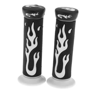 Universal Motorcycle Handlebar Grips 7/8" ? Skull Head Flame Rubber Hand Grips (Black/Blue, Black/Red) - Image 5