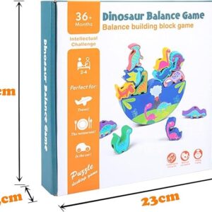 Dinosaur Toy from 3 Years Wooden Toy Stacking Game Wooden Balancing Stacking Stones Game 3D Montessori Threading Game Wooden Toy Motor Skills Toy Learning Toy Gifts for Children - Image 1