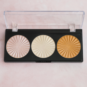 Miss Rose 3-Color Highlighter Palette ? Peach, Light Golden & Silver Shades - Image 4