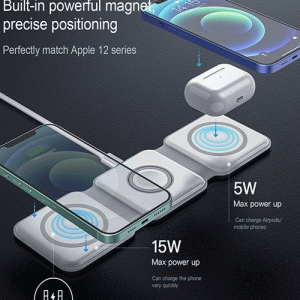 3 in 1 Magnetic Foldable Wireless Charging Station 15W Fast Charger for iPhone, AirPods & Smartwatch - Image 3