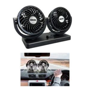 Car Fan Dual Head 4-Inch 12V/24V ? 360? Rotating Low Noise Cooling Fan with Cigarette Lighter Plug ? 100% Copper Motor ? Universal for Cars, SUVs & Trucks With Box - Image 5