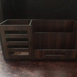 Multipurpose Wooden Desk Organizer 3 in 1   Pen And Pencil Stand For Office Table Holder - Image 1