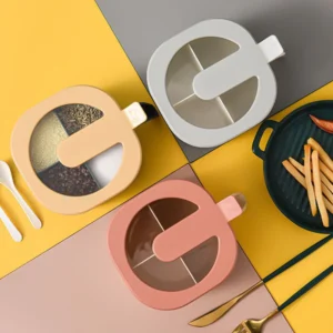 Combo Deal - 4 Section Spice Container Box & Multi-function Spit Bone 10 Plate Set Kitchen Storage Organizer (Random color) - Image 5