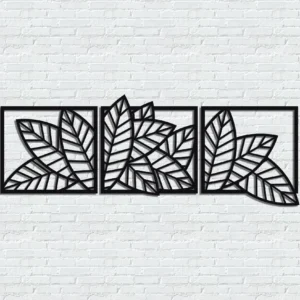 3D wooden 3 Piece Long Leaf Panels | Wall Hanging wooden Art | Wall art I Wall art for room decoration - Image 2