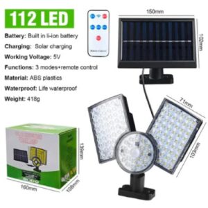 LED Solar Wall Lamp 3-headed Split Outdoor Garden Courtyard Lamp with Solar Plate Human Body Induction Night Light garage lighting street lamp - Image 2