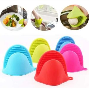 1 Pair Silicone Heat Resistant Glove Clip ? Non-Slip Insulation Pot & Bowl Holder, Cooking and Baking Oven Mitt (Random Color)