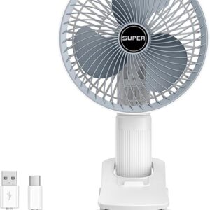 New portable 3 gears rechargeable desktop fan low noise air cooling handheld clipped circulator table fan Clip Fan USB Rechargeable Desk Fan with Sturdy Clamp, Quiet Operation, Strong Airflow with 360? Rotation for Home, Stroller, Office, Outdoor - Image 1