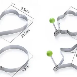 Pack of 4 Egg Shaper Kitchen Tools Star, Heart, Round, Flower Shaped Stainless Steel - (random color ) - Image 2