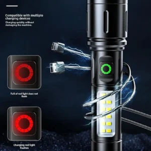 Rechargeable White Laser Super Battery Aluminum LED Flashlight, Body  Tactical,Long Battery Zoomable, Light - Image 2