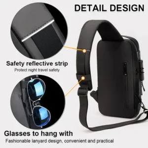 Chest Bag Multifunction Crossbody Sport Running Travel Sling Pack Anti-theft for  Men (Random Color) - Image 5