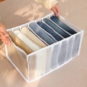 7 Grids Washable Wardrobe Clothes Organizer, Jeans Compartment Storage Box, Clothes Drawer Mesh Separation Box, Portable Foldable Closet - Image 4