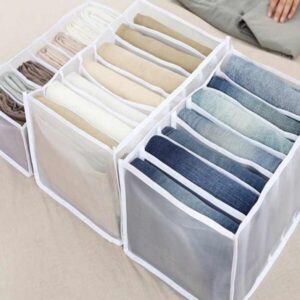 7 Grids Washable Wardrobe Clothes Organizer, Jeans Compartment Storage Box, Clothes Drawer Mesh Separation Box, Portable Foldable Closet - Image 3