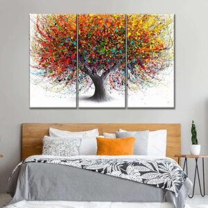 Fotocraft Tree Of Festivity Absttract 3 Piece Canvas Wall Art Paintings Print For Bedroom Living Room Bathroom Home Office Interior - Image 3