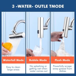 Multifunctional Kitchen Sink Waterfall Faucet Pressurized Shower Bubbler Splash-proof 4 Modes Spout Bathroom Basin Tap Extender Adapter - Image 3