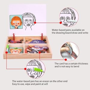 2in1 Crazy Face Clown Magnetic Drawing Board | Magnetic Facial Features Magnetic Jigsaw Puzzle Changing Wooden Children's Toys Learning Toy for Children - Image 4