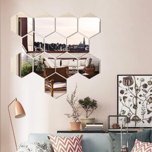 (Pack Of 30) Silver Hexagon Acrylic Mirror Wall Stickers - Image 2