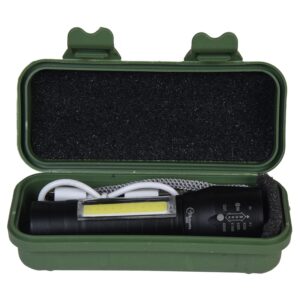 USB Charging XPE+COB LED Flashlight Lamp Torch With Clip Three Mode Zoomable Lamp Built in Battery with Box - Image 4