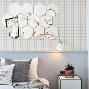 (Pack Of 30) Silver Hexagon Acrylic Mirror Wall Stickers - Image 1