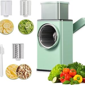 Vegetable Cutter Multifunctional Manual Rotary Cheese Grater Shredder - Wider Hopper Round Mandolin Drum Slicer Cutter for Kitchen (random color ) - Image 2