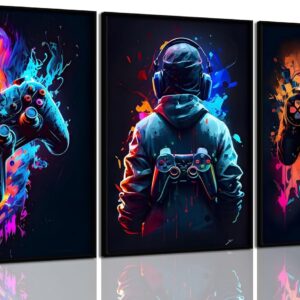 3Pcs Cool Gaming Wall Art Retro Video Game sticky phototiles wall frames - Image 1