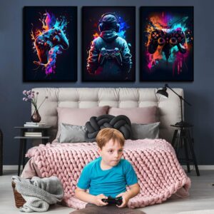 3Pcs Cool Gaming Wall Art Retro Video Game sticky phototiles wall frames - Image 4