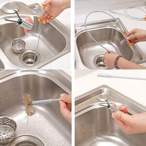 Stainless Steel Hair Catching Drain Cleaner Wire Spring Sink Cleaning Stick (90cm) - Image 1