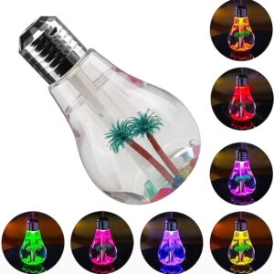USB Air Humidifier | Bulb Humidifier Lamp Shape | Decorative Lights Diffuser, Purifier Atomizer With Colorful LED Night Light for Office Desk, Bedroom, Living Room, Home Decor - Image 3