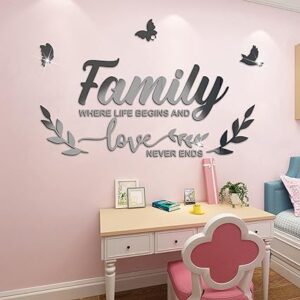 Family Acrylic mirror wall stickers  (golden and silver color ) - Image 1