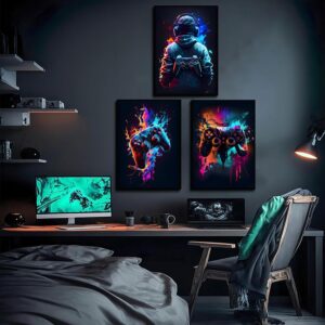 3Pcs Cool Gaming Wall Art Retro Video Game sticky phototiles wall frames - Image 3