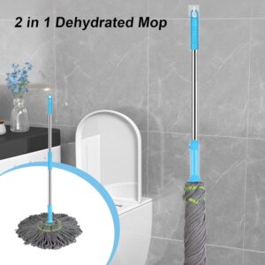 Extendable Twist Mop Fine Fiber Floor Mop - 2-in-1 Rotatable Adjustable Mop | 360-Degree Fine Fiber Fabric Self-Twisting Dehydrated Mop | Hard Floor Cleaning Mop | Self-Twisting Torque Mop for Cleaning Walls - Image 3