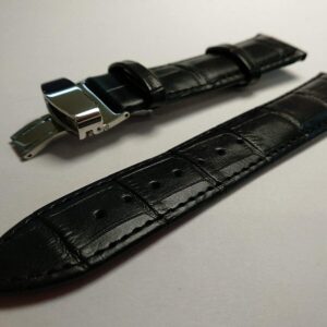 Ewatch Accessories Genuine Leather Watch Band Strap Fits 1853 Black Deployment Buckle-13 - Image 2